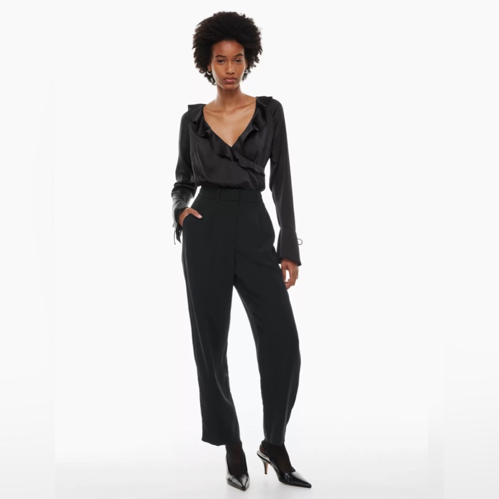 Aritiza Wilfred Carrot Pants Black High Rise Trousers Crepe Dress Pant Sz 12 EUC
